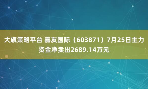 大旗策略平台 嘉友国际（603871）7月25日主力资金净卖出2689.14万元