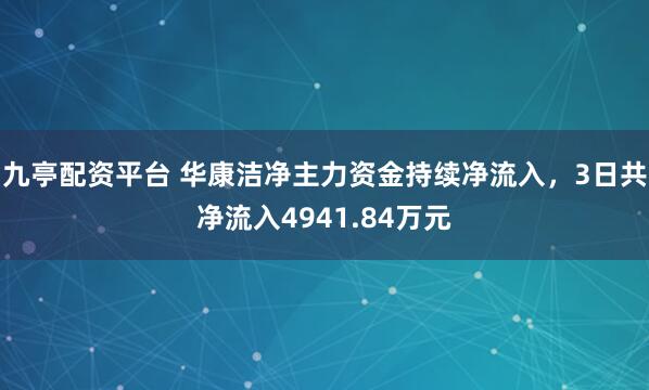 九亭配资平台 华康洁净主力资金持续净流入，3日共净流入4941.84万元